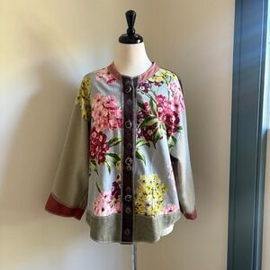 Vtg Sunshine Designs Esther‎ Ann Floral Patchwork Jacket Art to Wear No Size